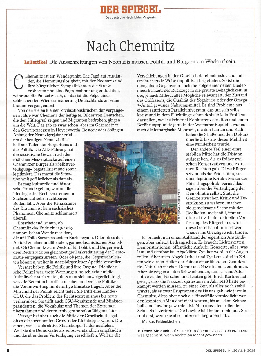 Der Spiegel-nach Chemnitz 1.9.2018